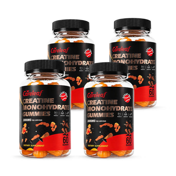 Careleaf Sugar-Free 3000mg Creatine Monohydrate Gummies Orange+Lemon Flavor 4 x 60 Gummies