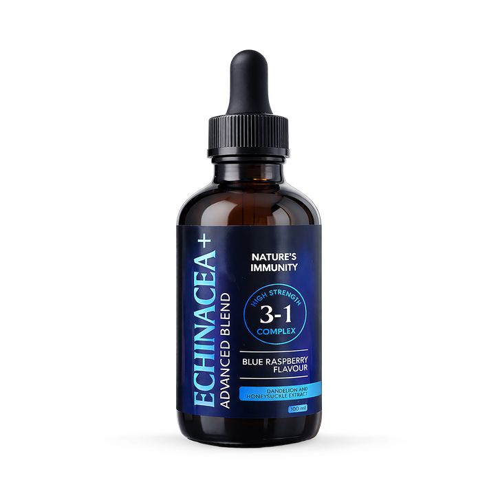 Echinacea Drops 100ml – 3:1 Echinacea Extract with Dandelion & Honeysuckle – Raspberry Flavour