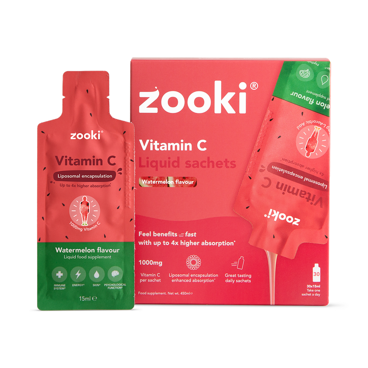 Zooki Liposomal Vitamin C 1,000mg, Watermelon Flavour - 30x15ml Liquid Sachets