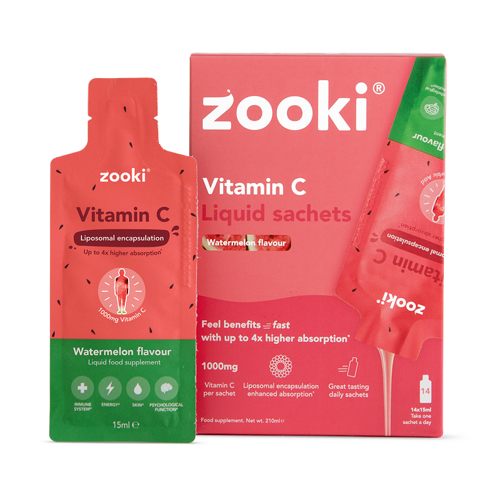 Zooki Liposomal Vitamin C 1,000mg, Watermelon Flavour - 14x15ml Liquid Sachets