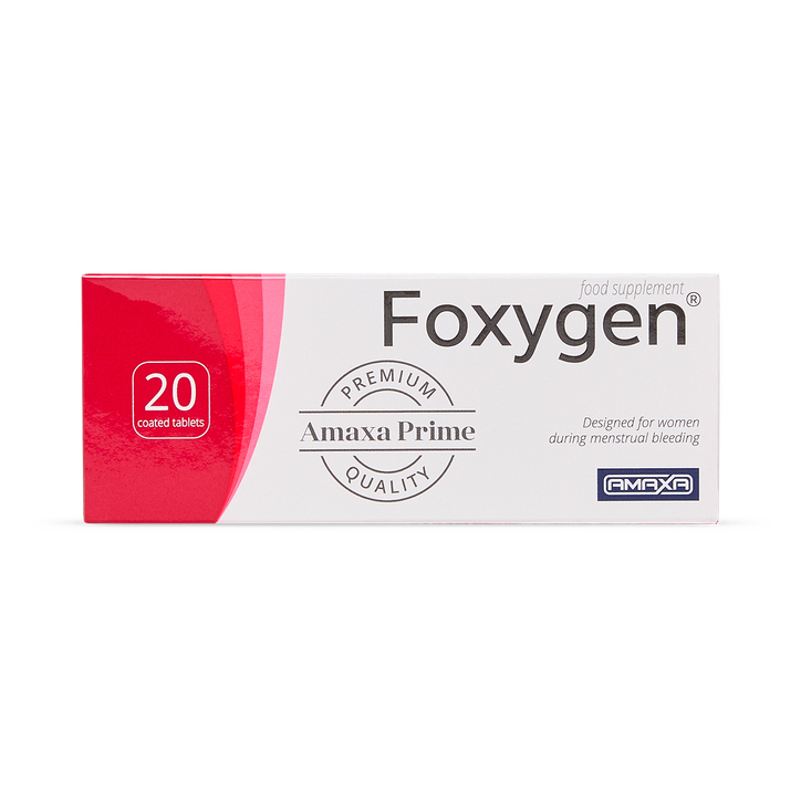 Foxygen® Menstrual Support Supplement with Iron, Vitamin K1 & Shepherd's Purse Extract – 20 Coated Tablets