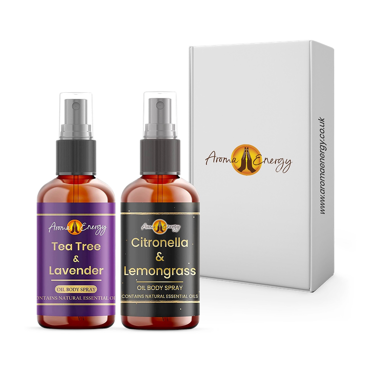 Insect Repellent Oil Body Spray 2pk Box Set | Citronella & Lemongrass 10ml + Lavender & Tea Tree 10ml