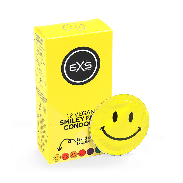 EXS Smiley Face Condoms Vegan Circular 12 Pack