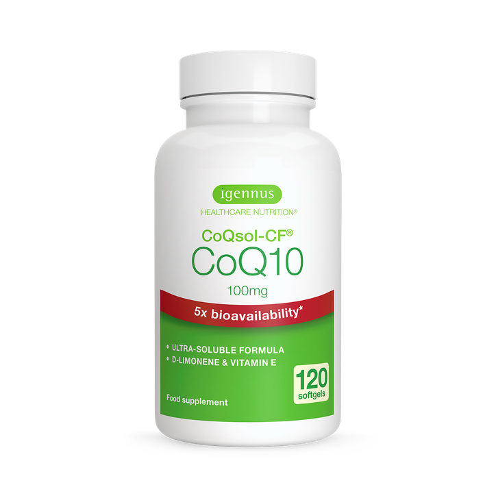 High Absorption CoQ10 100mg CoQsol-CF with Vitamin E & D-Limonene, 120 Softgels