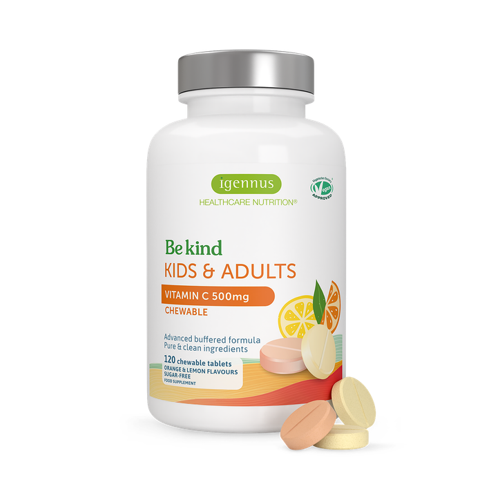 Dual Action Vitamin C Chewable 500mg, Kids & Adults, Sugar Free Orange and Lemon Flavours, 120 Tablets