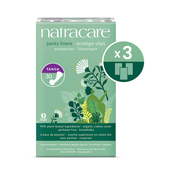 Natracare Panty Liners 30 Count | Tanga Style for G-String and Thongs | Pack of 3