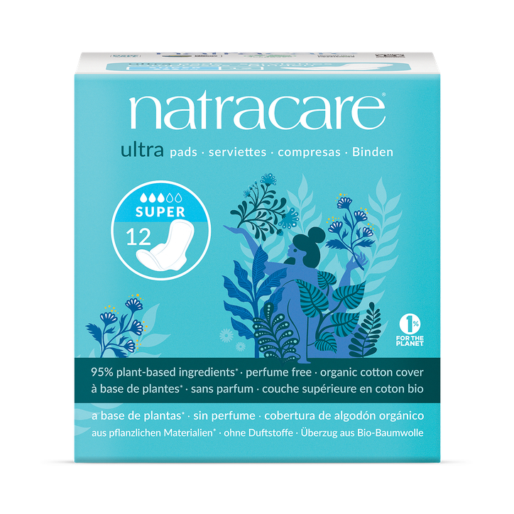 Natracare Ultra Pads with wings 12 Count | Super Absorbency | Pack of 1