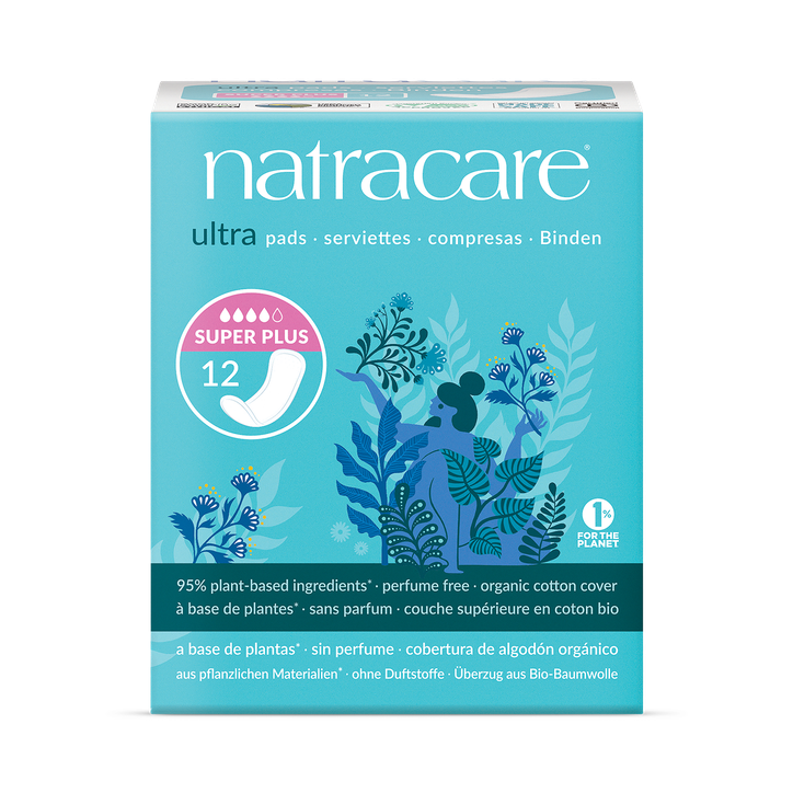 Natracare Ultra Pads without wings 12 Count | Super Plus Absorbency | Pack of 1