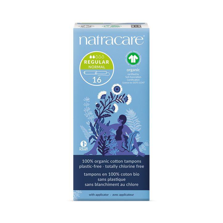 Natracare Applicator Tampons with Biodegradable Cardboard Applicator 16 Count | Certified Organic cotton| Regular Absorbency | Toxin-Free, Plastic-Free| Pack of 1
