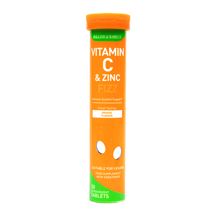 Holland & Barrett Vitamin C & Zinc Orange Effervescent Tablets Orange