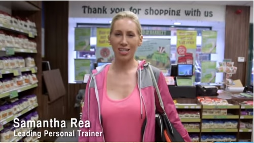 Samantha Rae, a personal trainer stood in Holland and Barrett
