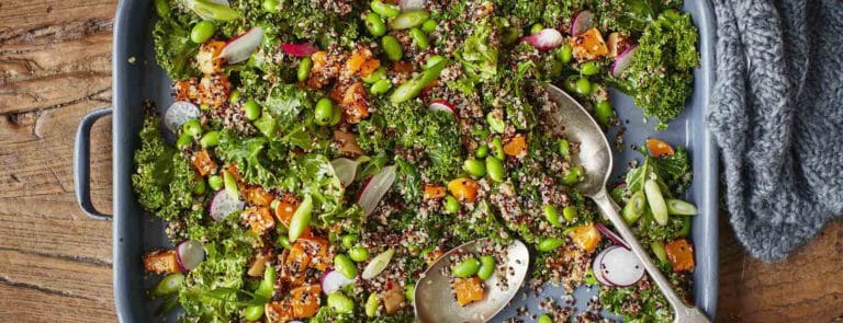 Roasted squash, quinoa and kale Asian salad image