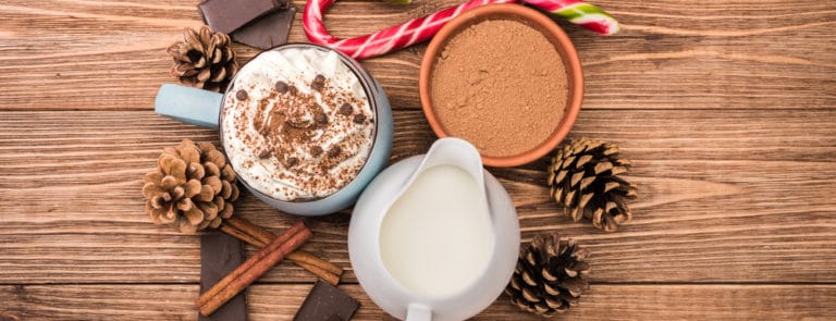 The concept of Christmas cooking hot chocolate