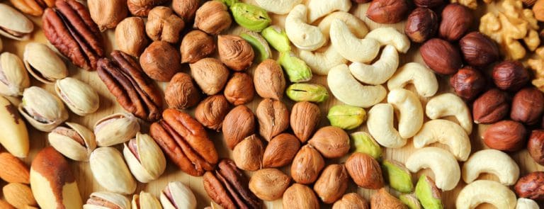 Natural background made from different kinds of nuts