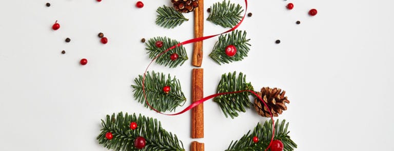 Christmas Tree made of Winter Foliage and Cinnamon Sticks.