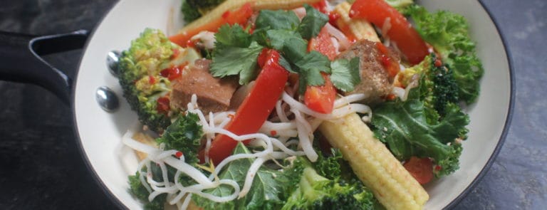 Rainbow tofu noodle stir-fry image