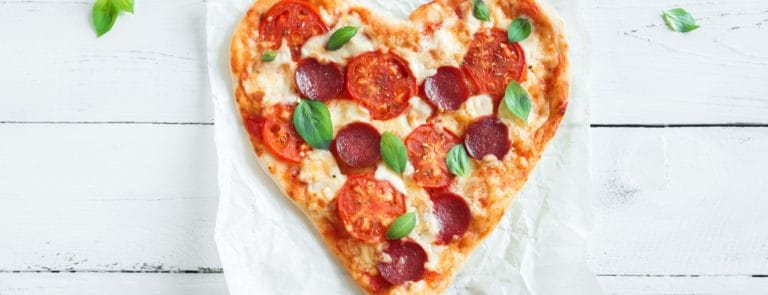 Pizza shaped as a heart