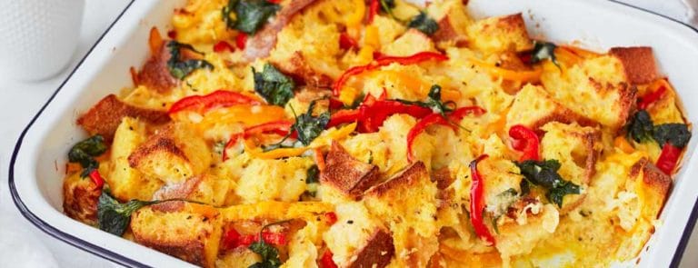Spinach and turmeric strata