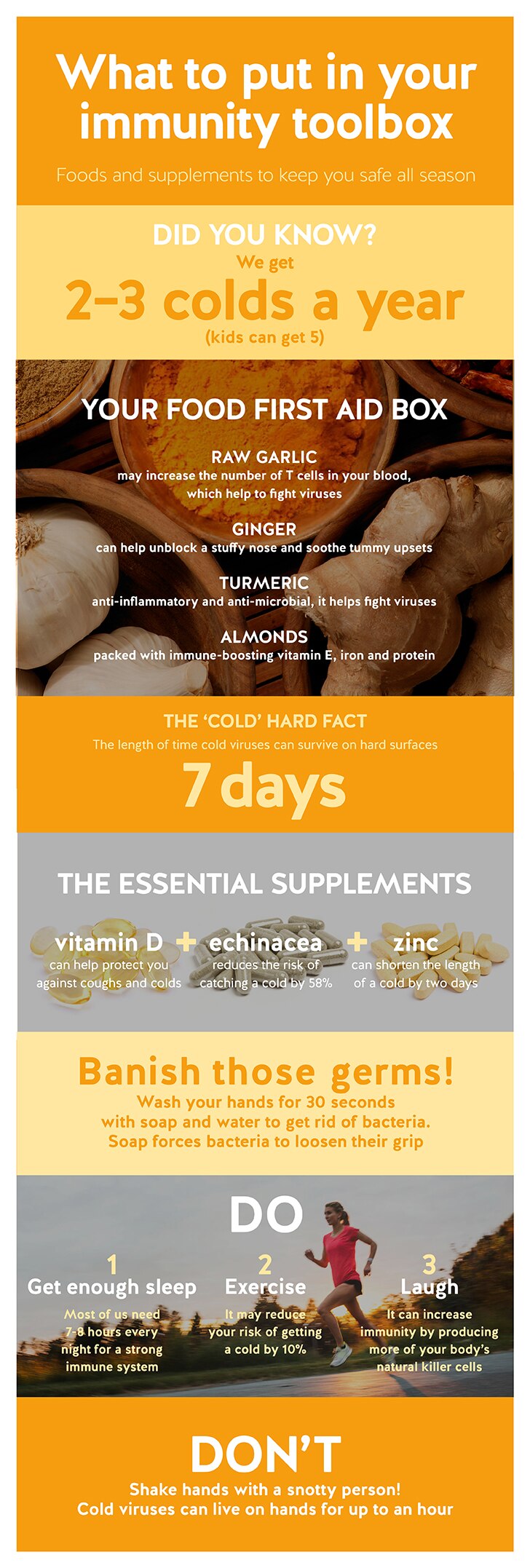 ways to boost your immune system including supplements, lifestyle changes and things to avoid