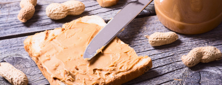 Peanut butter on wholemeal bread is a good source of fibre