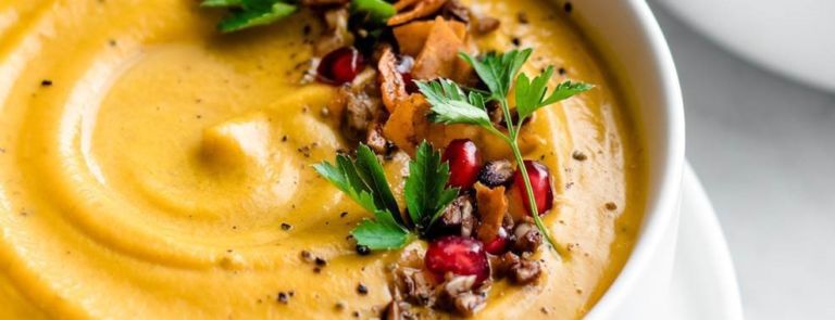 pumpkin soup with toppings
