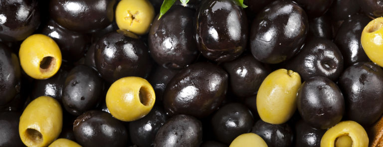 black and green fresh olives