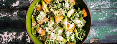 Vegan Caesar Salad with Kale & Avocado