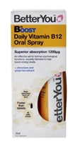 A yellow and white BetterYou packaging for the Daily Vitamin B 12 Oral Spray.
