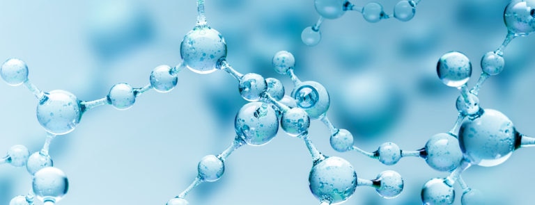transparent blue abstract molecules