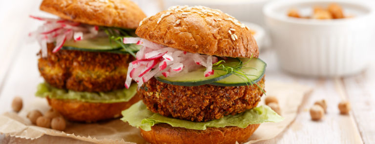 Healthy vegan falafel burger recipe image